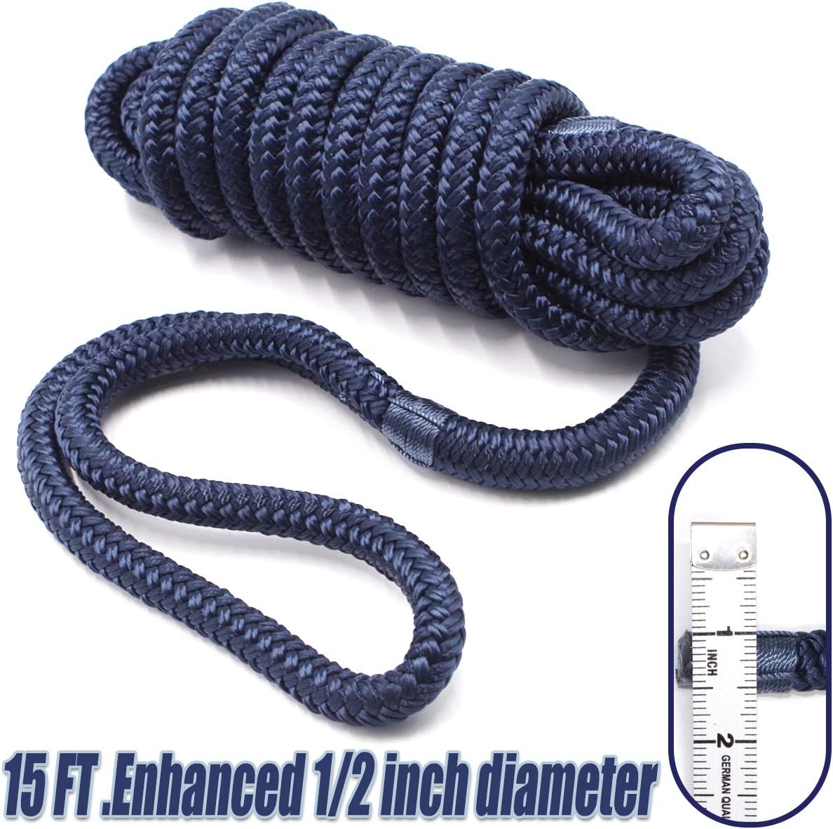 INNOCEDEAR 4-Pack 1/2" x 15' Double-Braided Dock Lines - 2