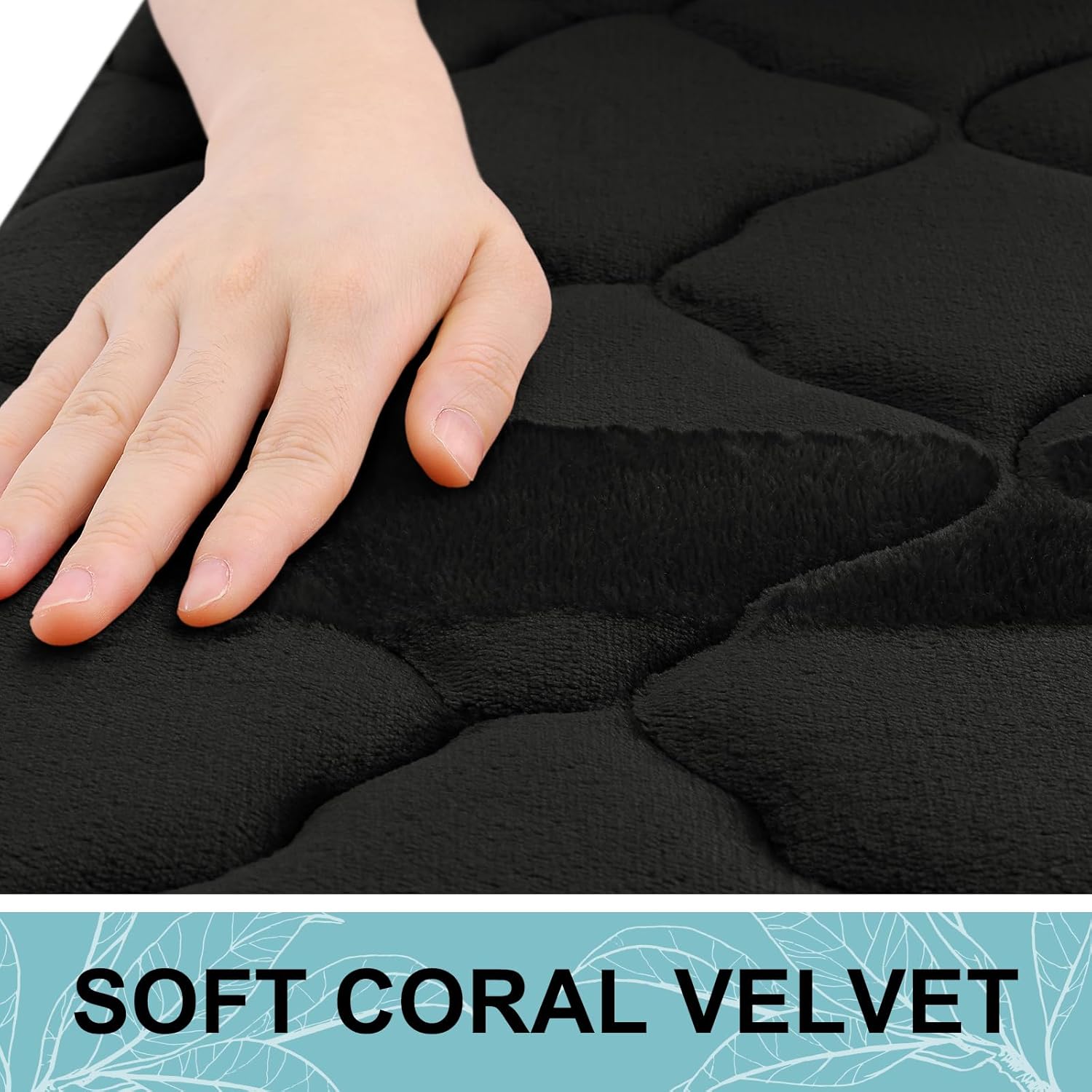 OLANLY Memory Foam Bath Mat Rug 24x16, Ultra Soft and Absorbent Bathroom Rugs, Non-Slip, Comfortable, Machine Washable Bath Carpet for Bathroom Floor, Tub, Shower and Home Decor Accessories, Black Black Rectangular 24" x 16" - 2