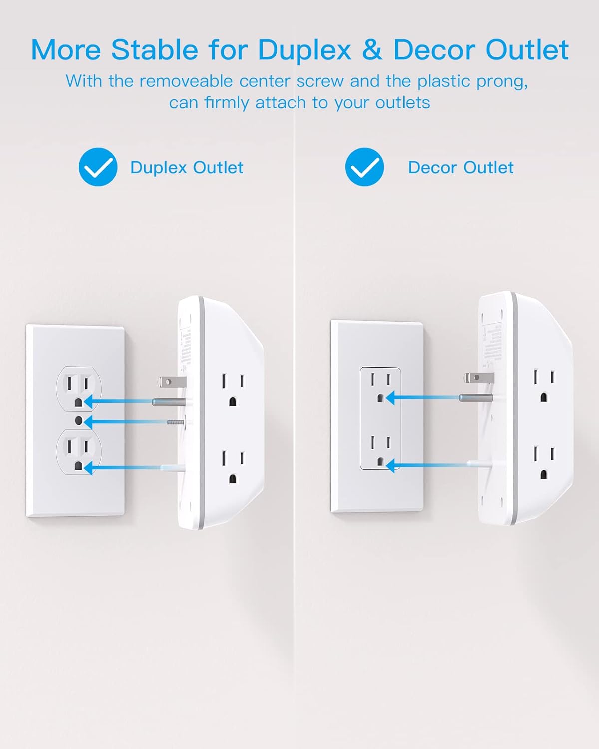 Outlet Extender with Night Light, HANYCONY Multi Plug Outlet, USB Wall Charger Surge Protector 4 USB Ports(1 USB C), Power Strip Electrical Outlet Splitter Expander for Home Office Dorm Room, ETL 1 USB C White view 4