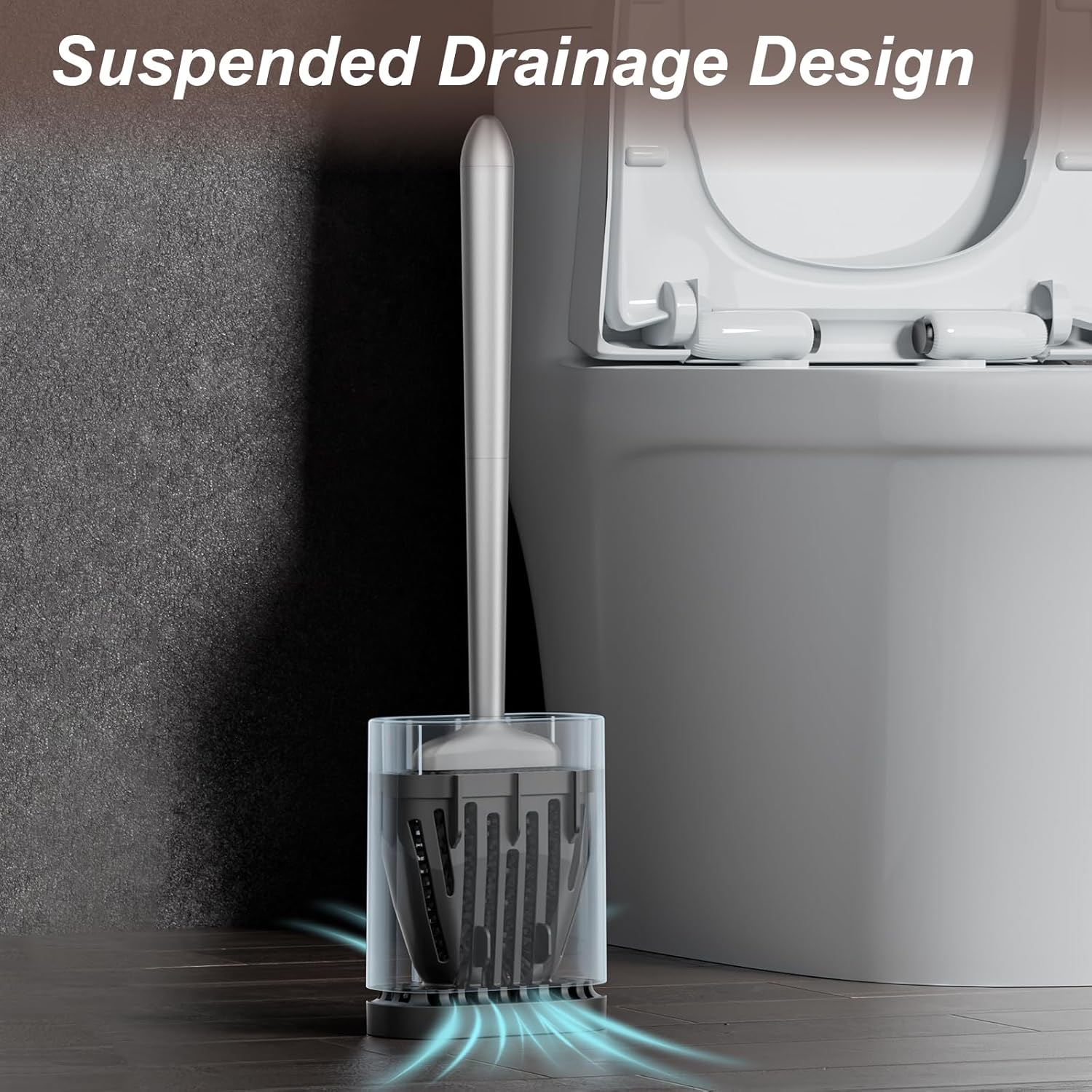 Sellemer Toilet Brush and Holder Set, Silicone - 4
