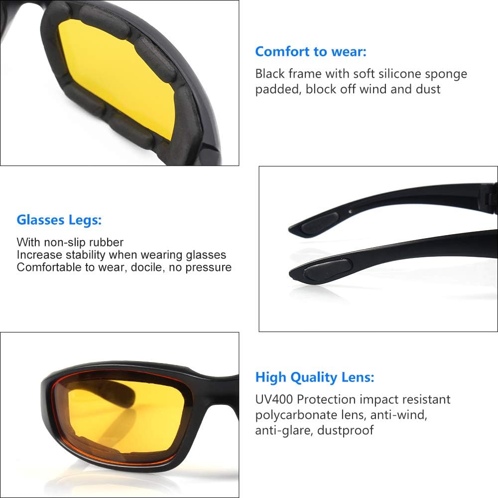 surpassme Motorcycle Riding Goggles 3-Pair Set - 2
