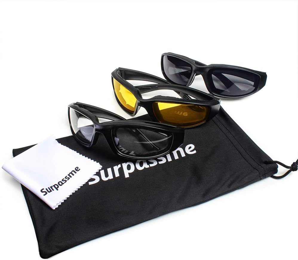 surpassme Motorcycle Riding Goggles 3-Pair Set - 5