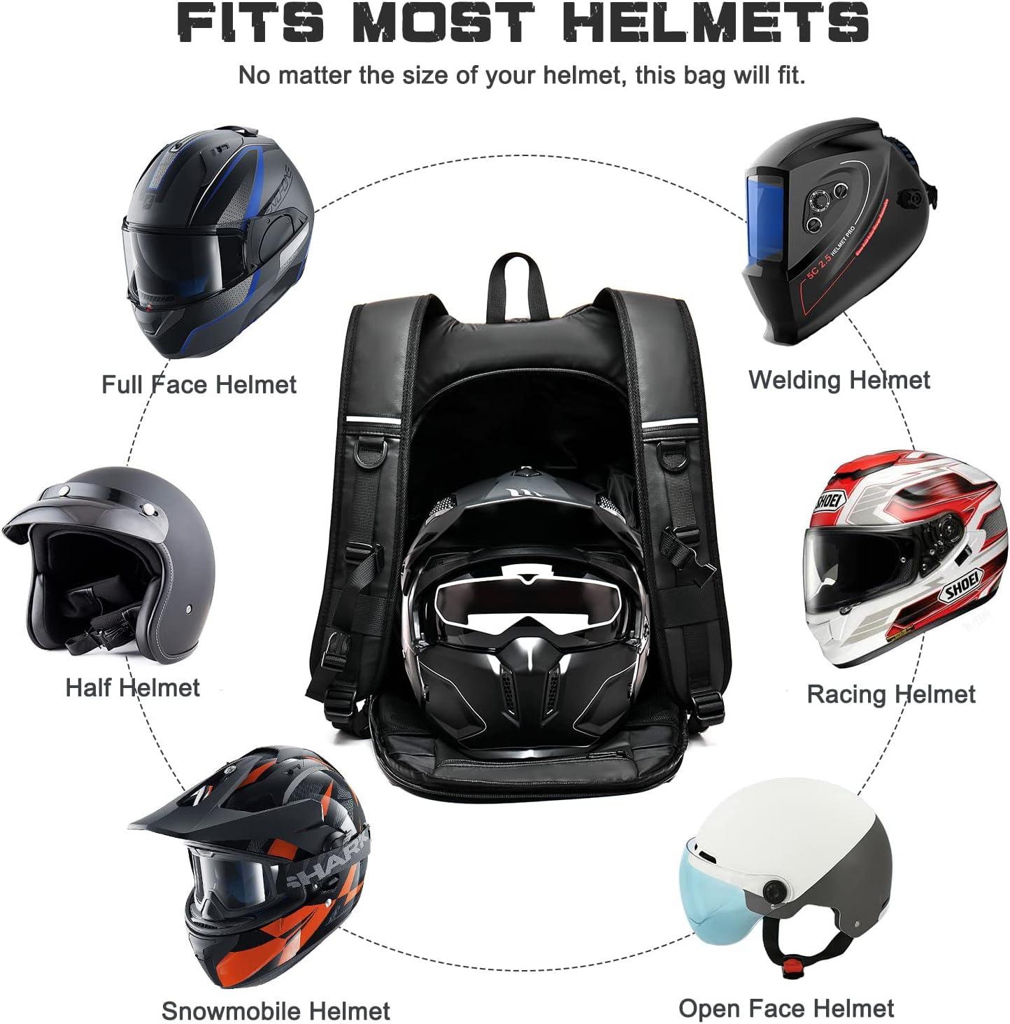 WEPLAN Water-Resistant Motorcycle Helmet Backpack view 3