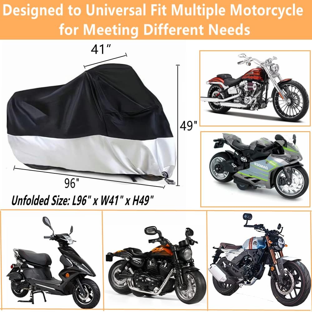 YOTOM Waterproof Motorcycle Cover w/ Lock-Holes - 5