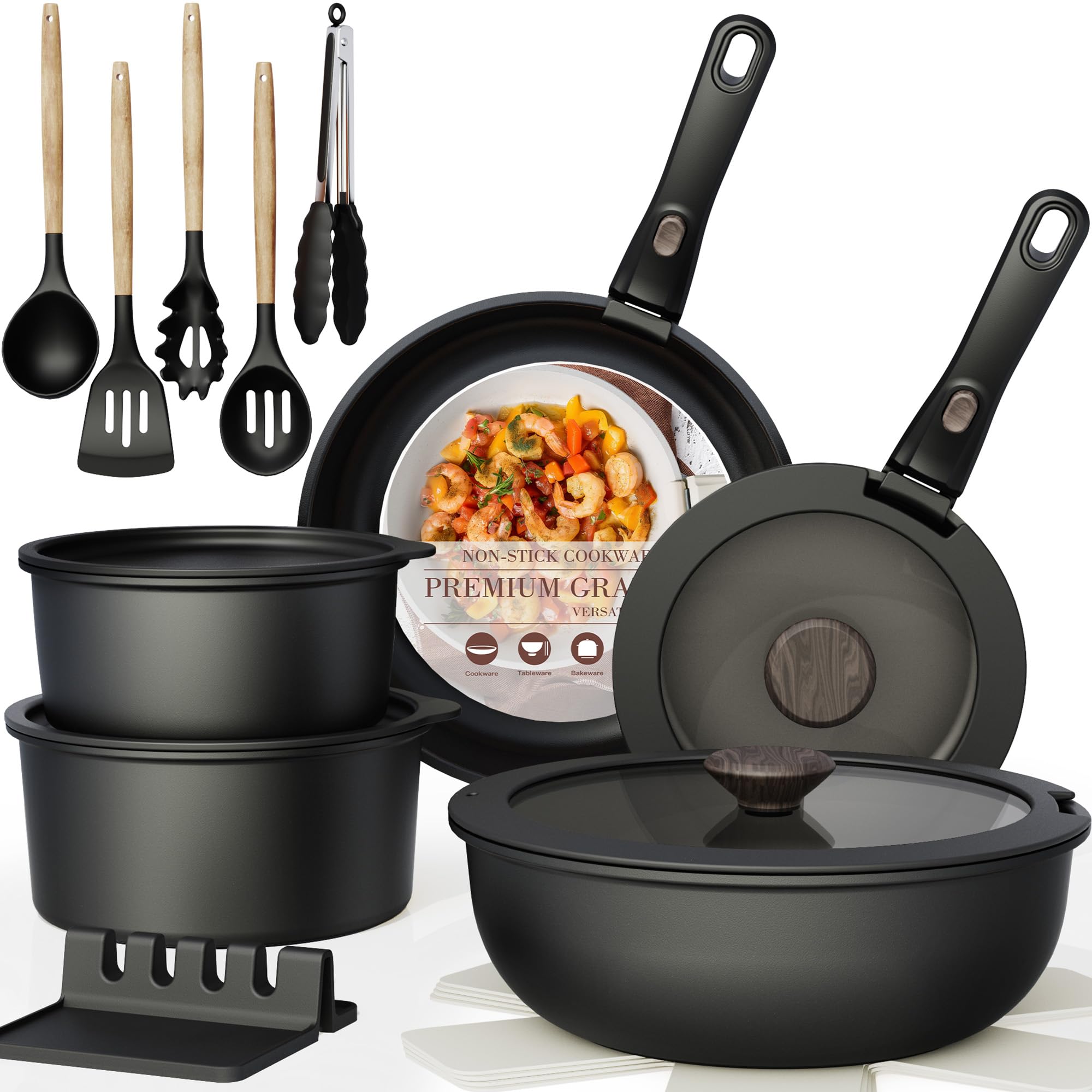 Astercook Non Stick RV Cookware Set, 21 pcs