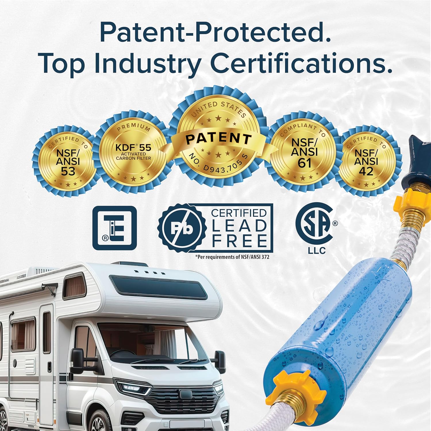 Camco Tastepure RV Water Filter - Advanced RV Inline Water Filter with Flexible Hose Protector - GAC & KDF Filtration - Made in USA - Camping Essentials for Fresh Drinking Water (40043) Standard Filter view 4