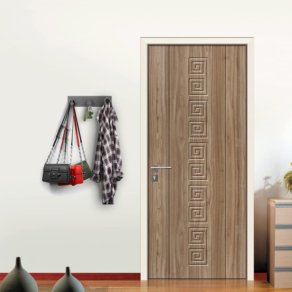Key Holder for Wall with 2 Self-Adhesive Tapes, No Damage Key Holder Rack for Wall with 3 Key Hooks for Entryway, Door, Bathroom, Kitchen(Black) 3 Hooks view 3