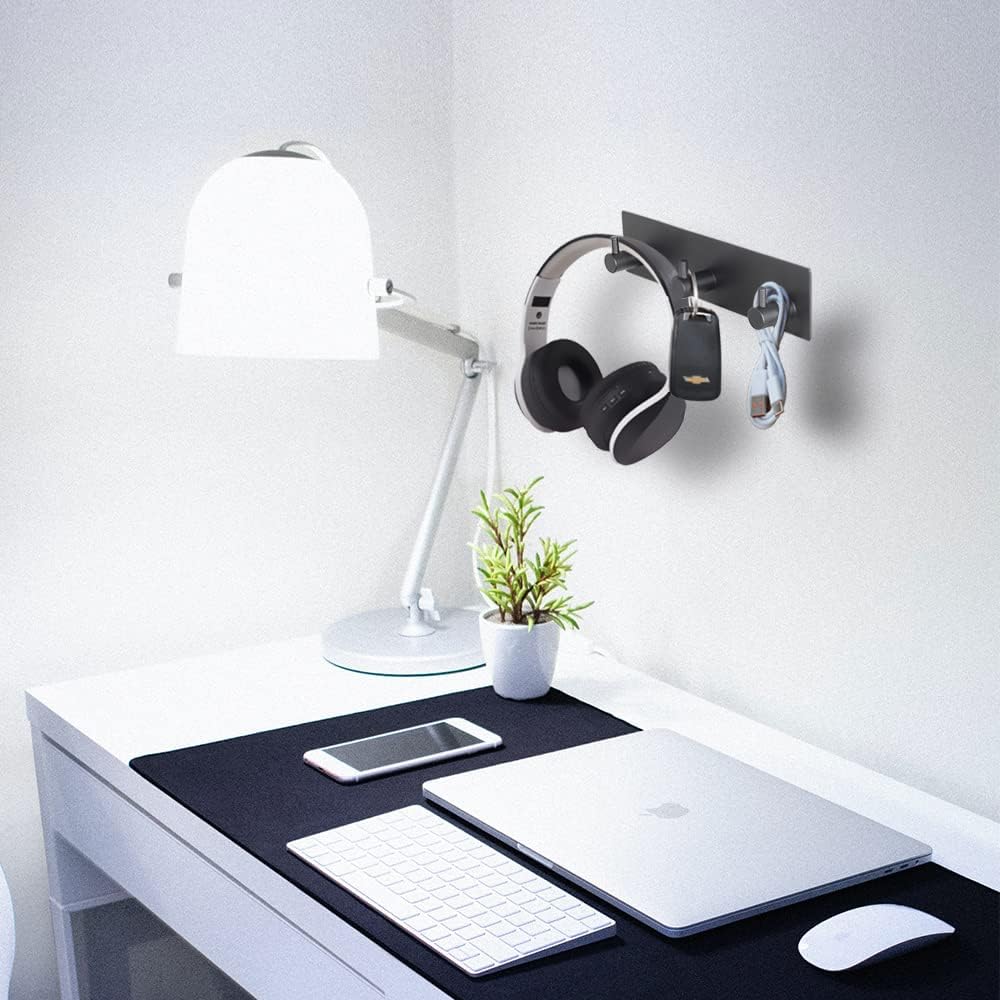 Key Holder for Wall with 2 Self-Adhesive Tapes, No Damage Key Holder Rack for Wall with 3 Key Hooks for Entryway, Door, Bathroom, Kitchen(Black) 3 Hooks view 4