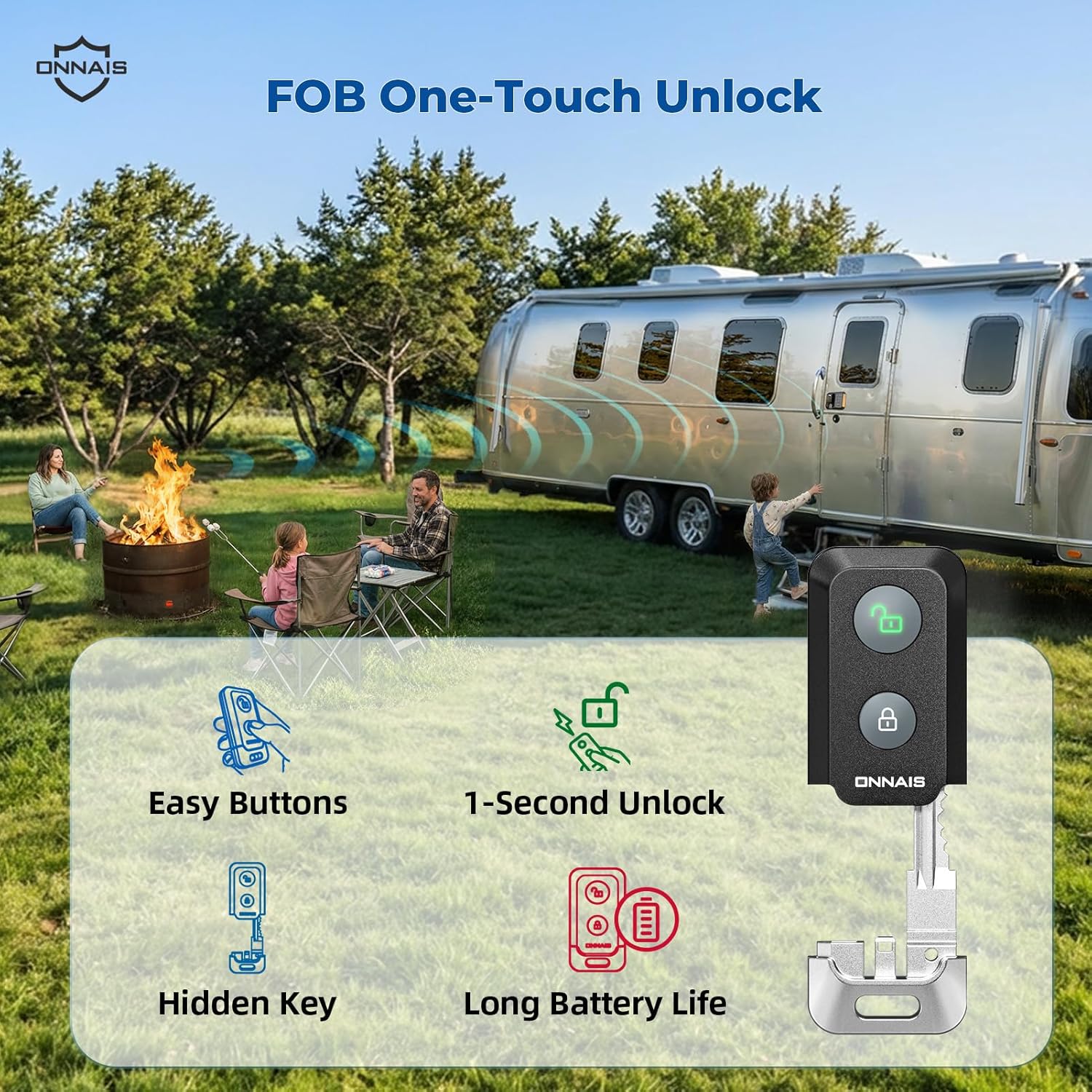 ONNAIS Full Metal RV Keyless Entry Door Lock with Password & Remote, Fits Most Trailers and 5th Wheels, Ideal Gifts for RV Owners - 3