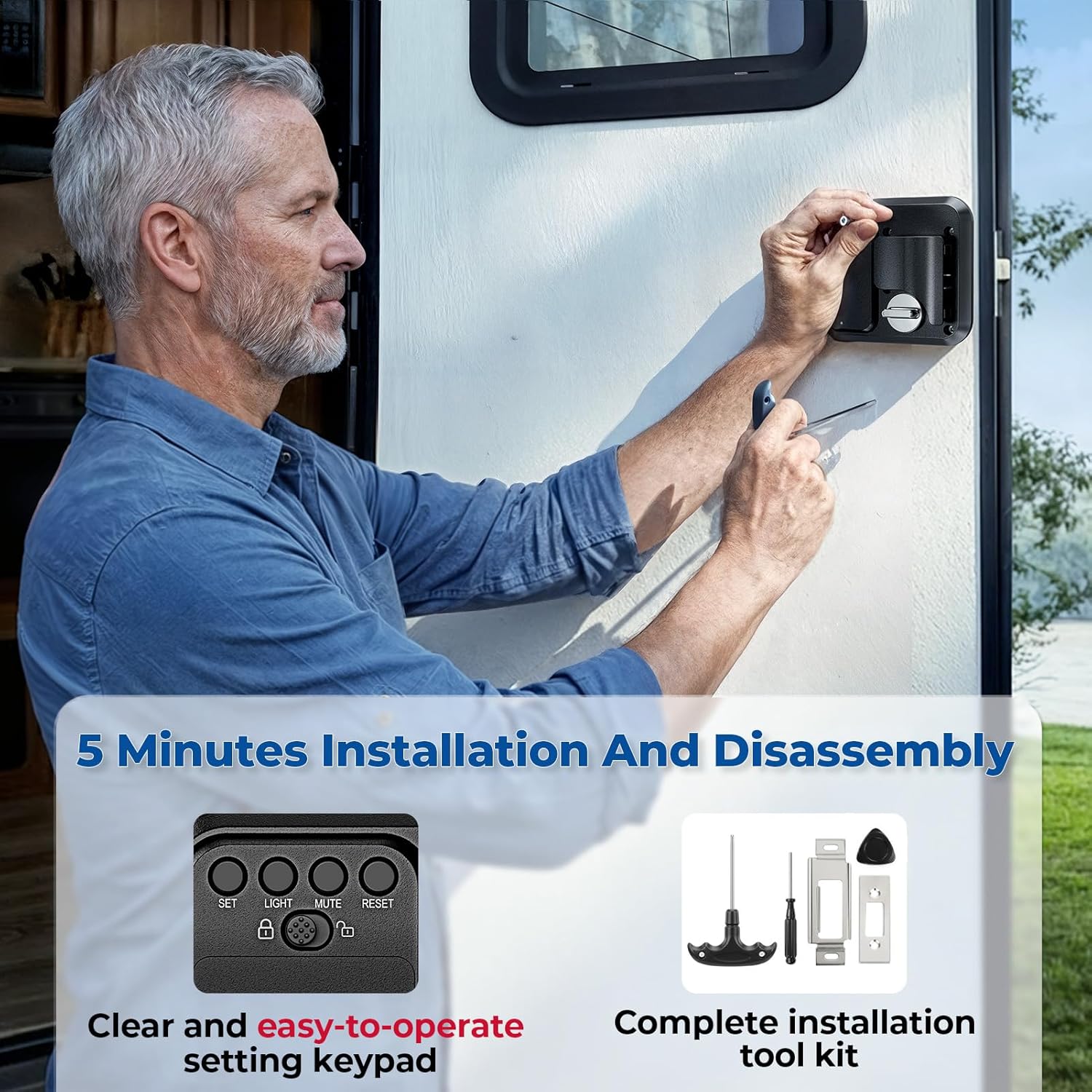 ONNAIS Full Metal RV Keyless Entry Door Lock with Password & Remote, Fits Most Trailers and 5th Wheels, Ideal Gifts for RV Owners - 5
