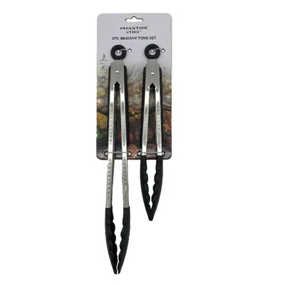 Phantom Chef Stainless Steel Silicone Slotted Tongs (Set of 2) view 10