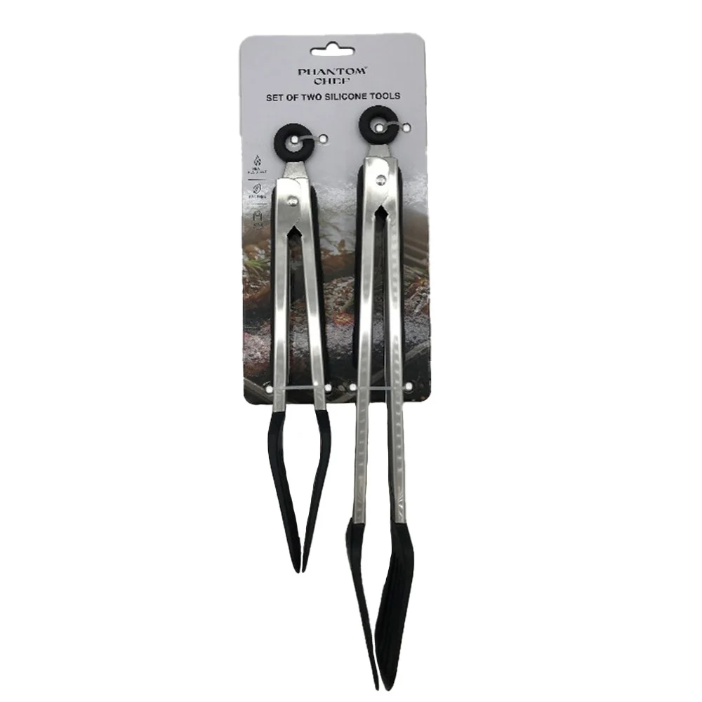 Phantom Chef Stainless Steel Silicone Slotted Tongs (Set of 2) - 2