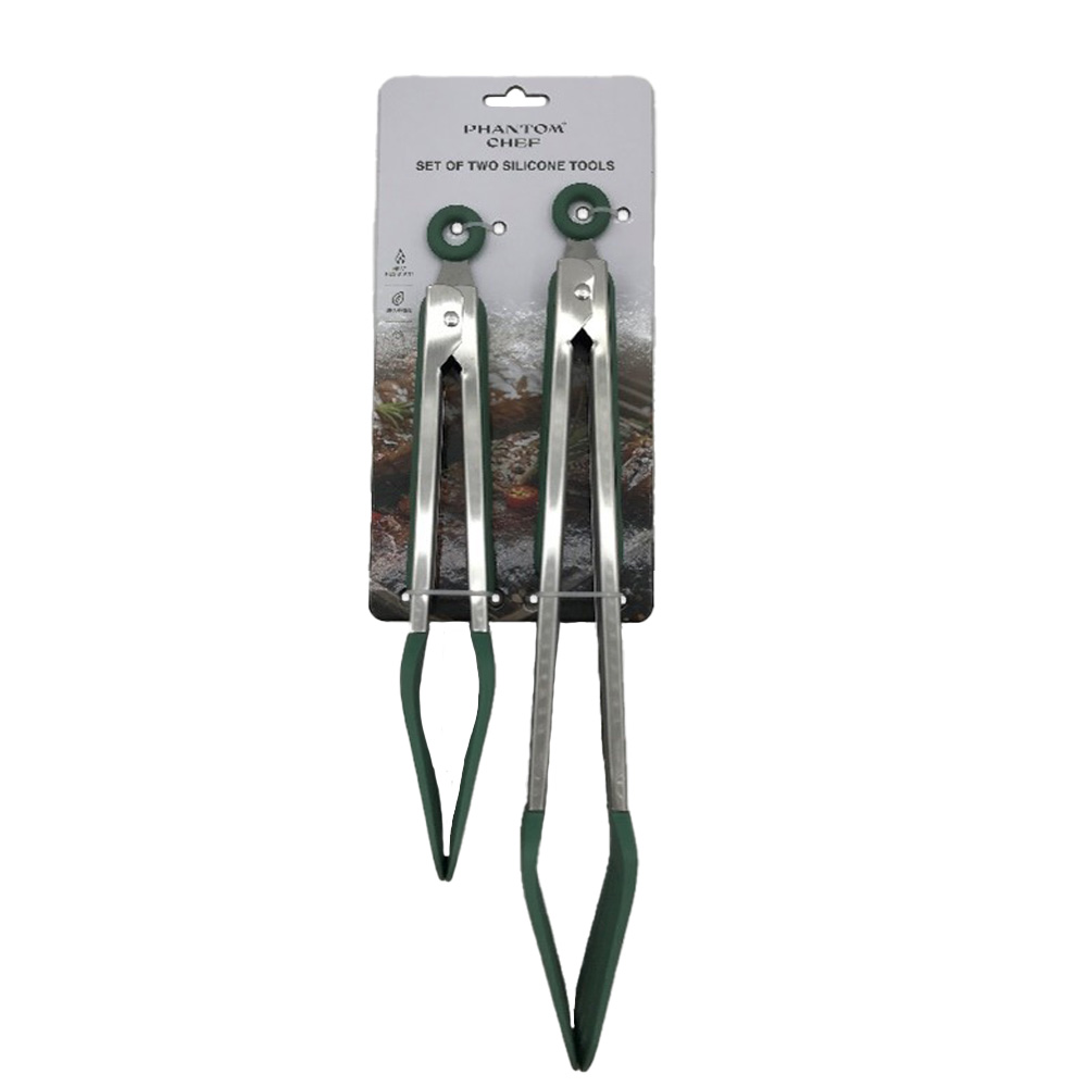 Phantom Chef Stainless Steel Silicone Slotted Tongs (Set of 2) - 4