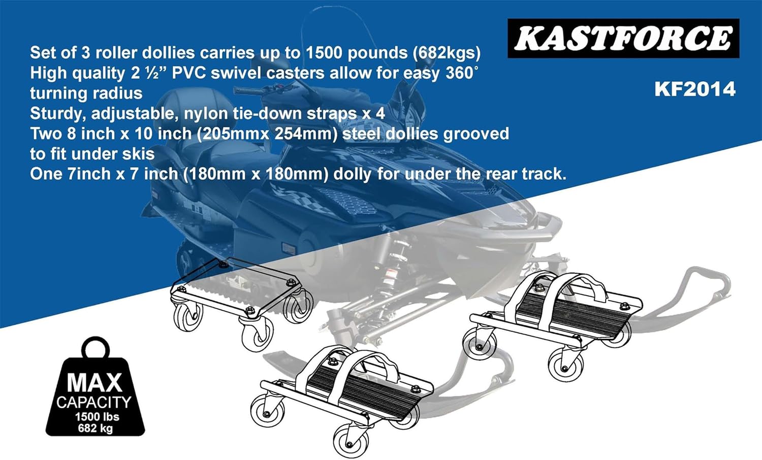 KASTFORCE Heavy Duty Snowmobile Dolly Set, 1500 lbs - 2