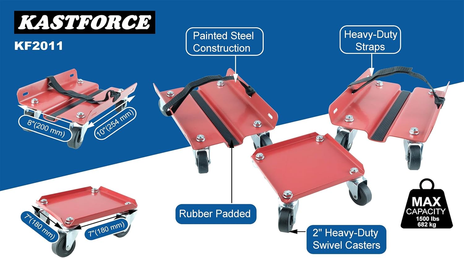 KASTFORCE Snowmobile Dolly Set 1500Lbs Capacity view 2