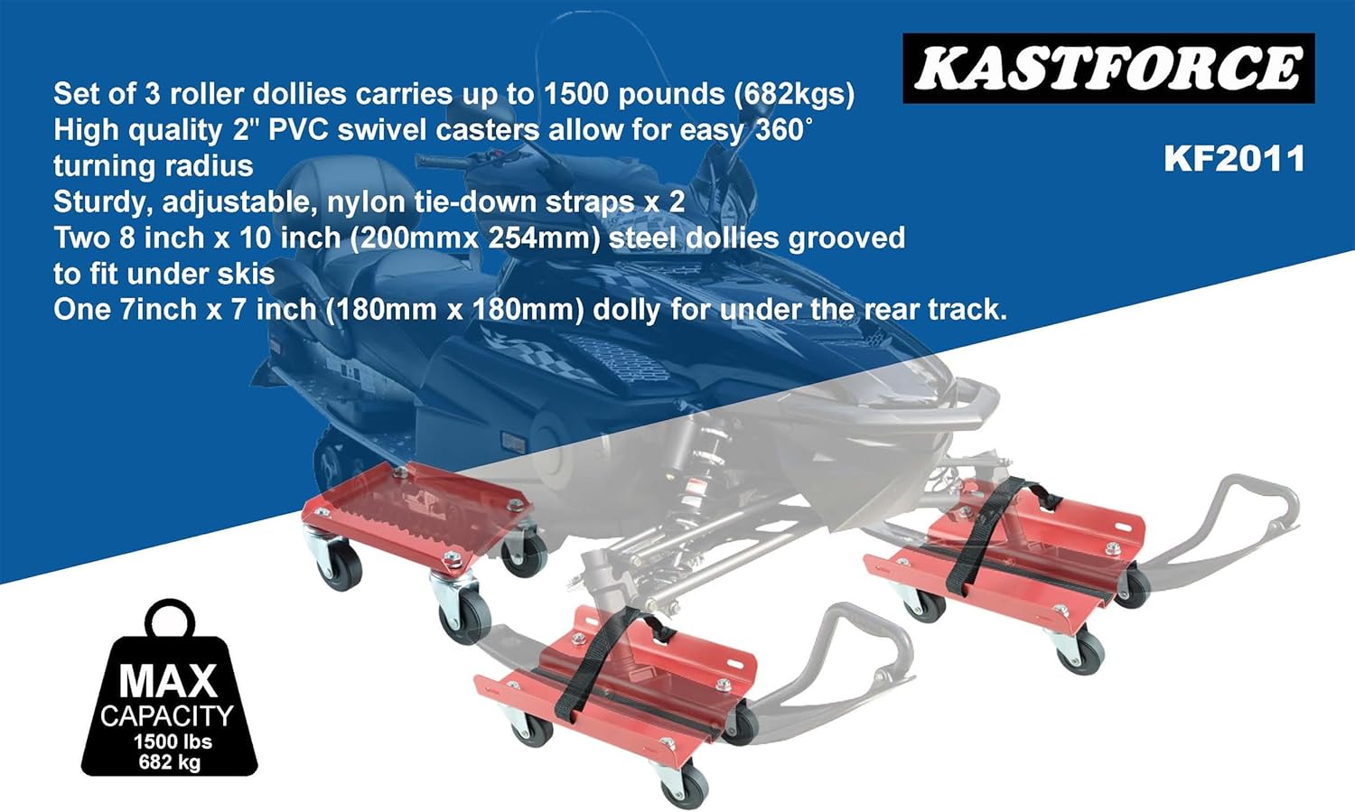 KASTFORCE Snowmobile Dolly Set 1500Lbs Capacity view 3