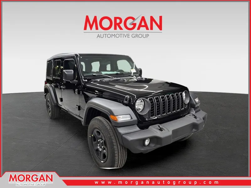2026 Jeep Wrangler Sport in Black Clearcoat — front three-quarter view