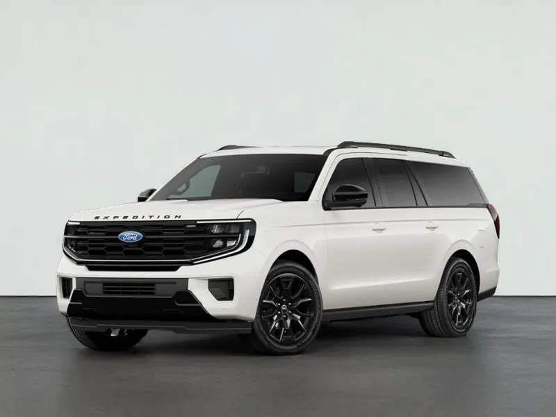 2027 Ford Expedition Max Platinum in Star White Metallic Tri-Coat — front three-quarter view