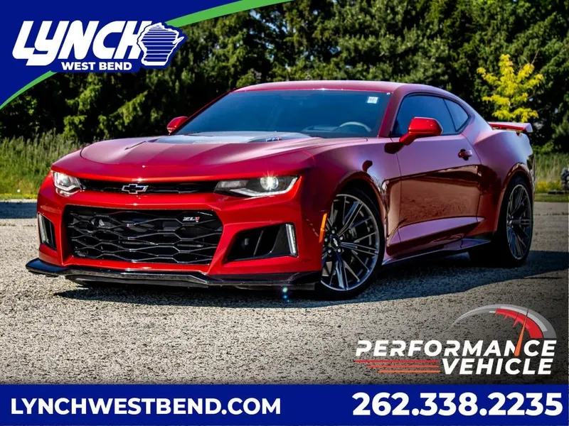 2017 Chevrolet Camaro ZL1 in Garnet Red Tintcoat — front three-quarter view