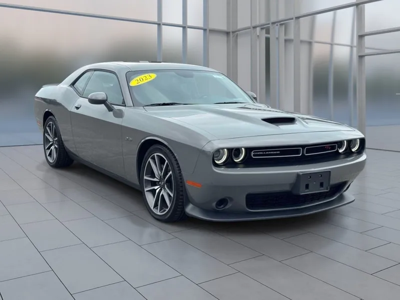 2023 Dodge Challenger R/T in Destroyer Gray Clearcoat — front three-quarter view