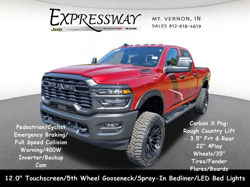 2026 RAM 2500 Tradesman 4x4 Crew Cab 6'4 Box in Molten Red Pearl-Coat Exterior Paint — front three-quarter view