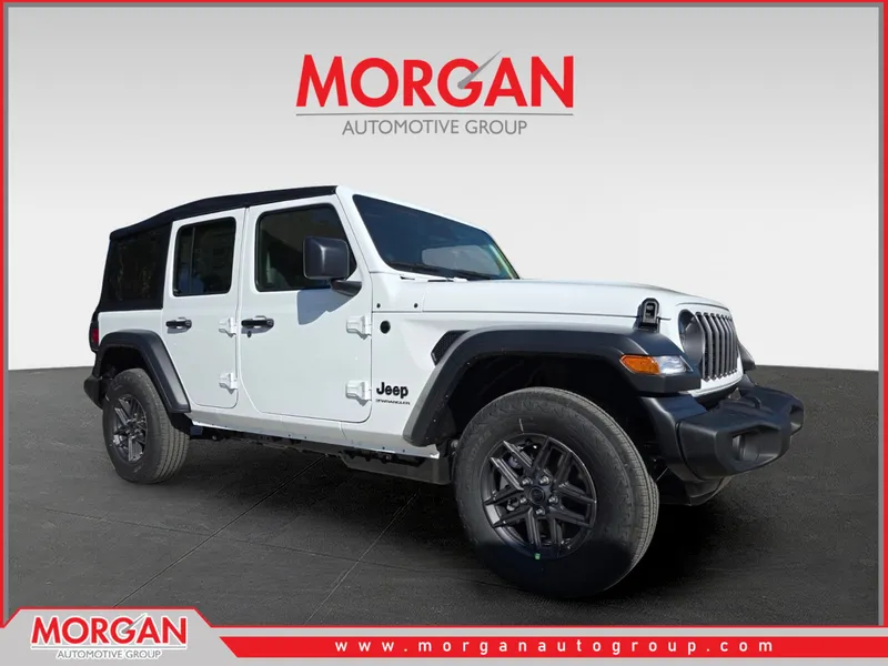 2026 Jeep Wrangler Sport S in White — front three-quarter view