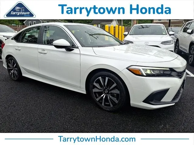 2023 Honda Civic EX in Platinum White Pearl — front three-quarter view