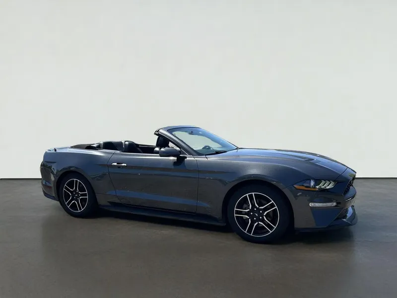 2020 Ford Mustang EcoBoost Premium in Gray — front three-quarter view