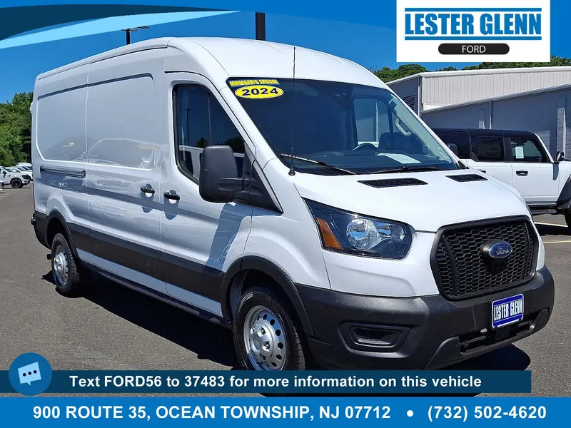 2024 Ford Transit Cargo Van T-250 148" Med Rf 9070 GVWR AWD in Oxford White — front three-quarter view