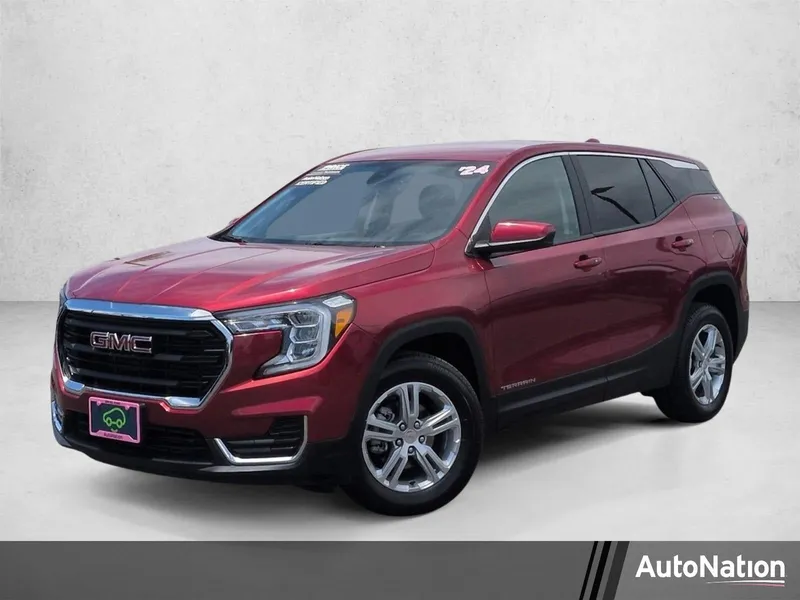 2024 GMC Terrain SLE in Volcanic Red Tintcoat — front three-quarter view
