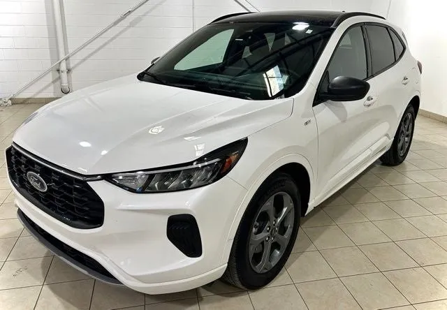 2023 Ford Escape ST-Line in White Metallic — front three-quarter view