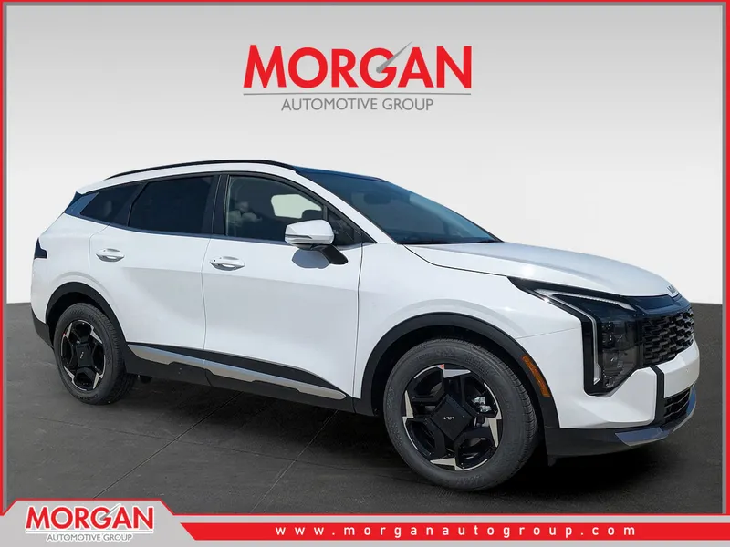 2026 Kia Sportage EX in Glacial White Pearl — front three-quarter view