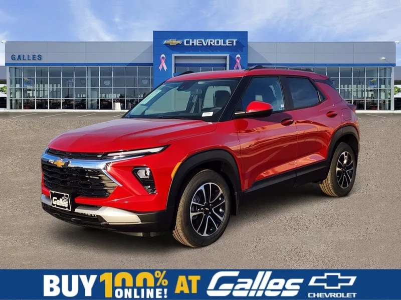 2026 Chevrolet Trailblazer LT in Apex Red — front three-quarter view