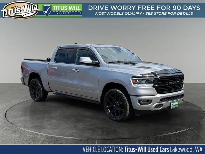 2020 RAM 1500 Rebel in Silver — front three-quarter view