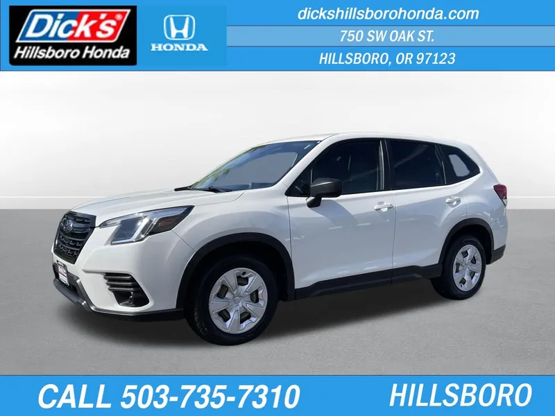 2022 Subaru Forester Base in Crystal White Pearl — front three-quarter view