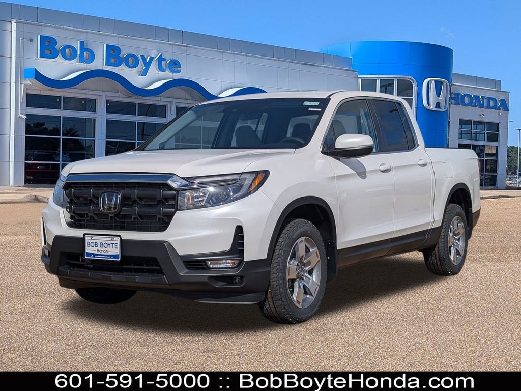 2026 Honda Ridgeline RTL in Platinum White Pearl — front three-quarter view