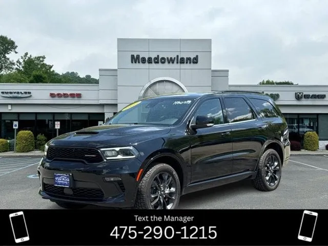 2022 Dodge Durango GT Plus in Db Black Clearcoat — front three-quarter view