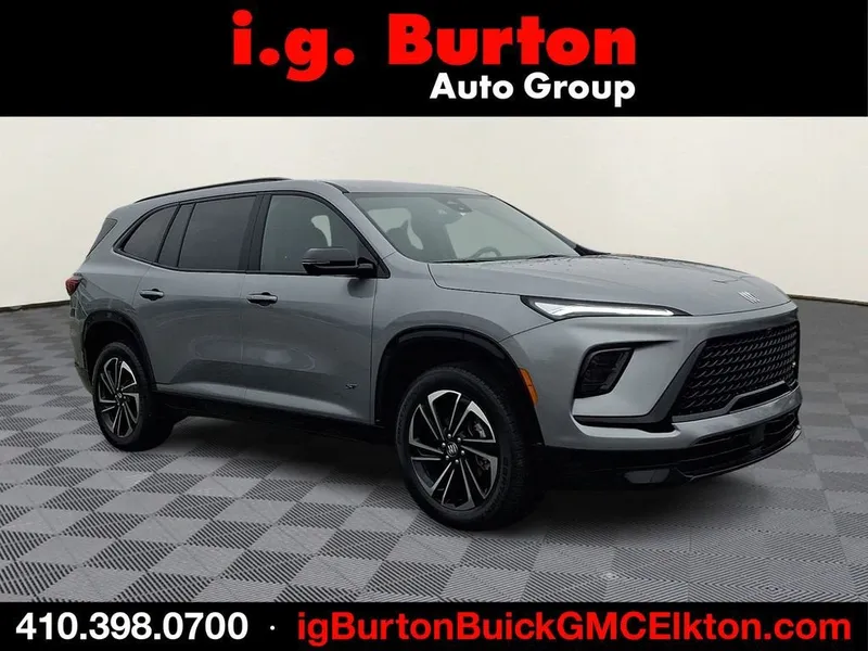 2026 Buick Enclave Sport Touring in Moonstone Gray Metallic — front three-quarter view
