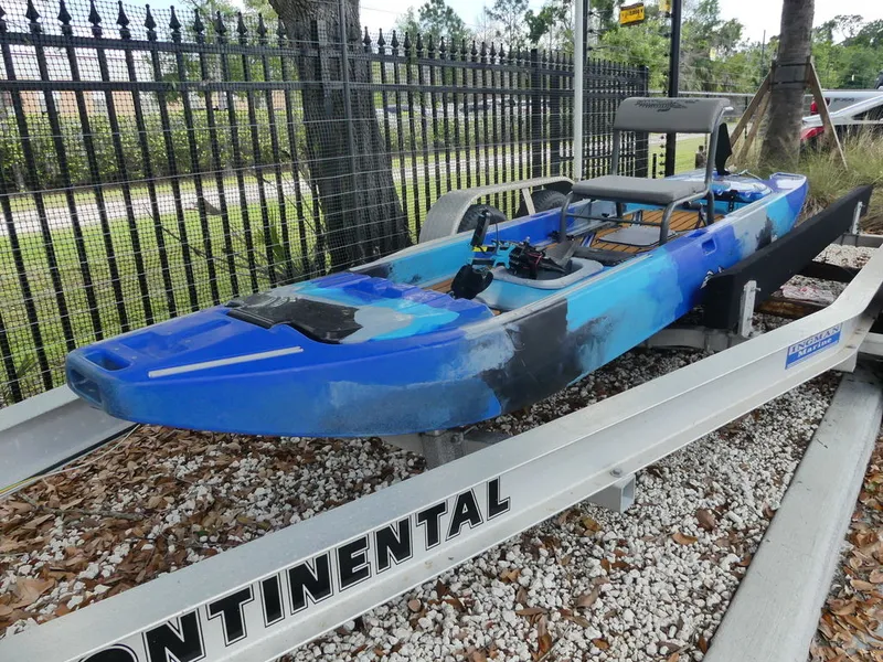 2023 Kaku Guru 14 Ft Micro Skiff Kayak — front three-quarter view