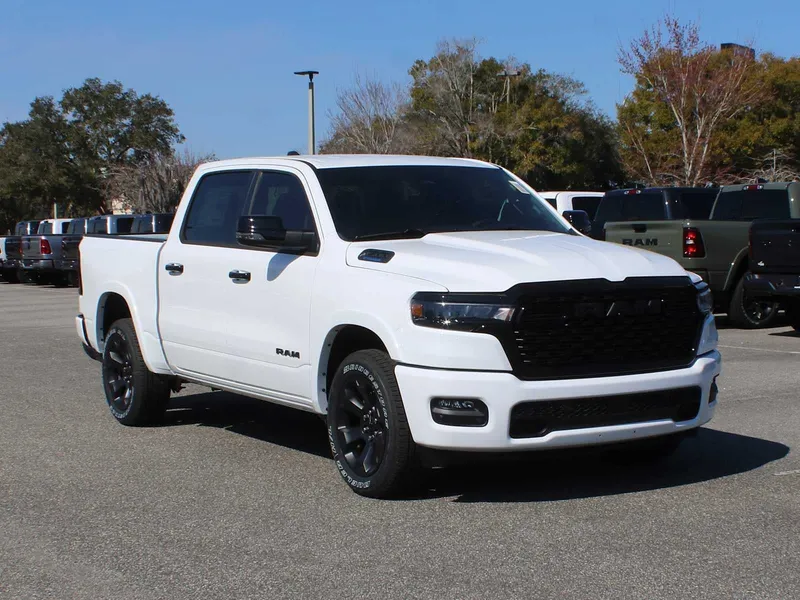 2026 RAM 1500 Big Horn in Bright White Clear-Coat Exterior Paint — front three-quarter view