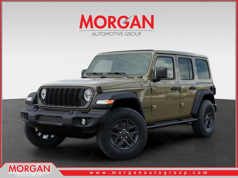2026 Jeep Wrangler Sport S in Green — front three-quarter view