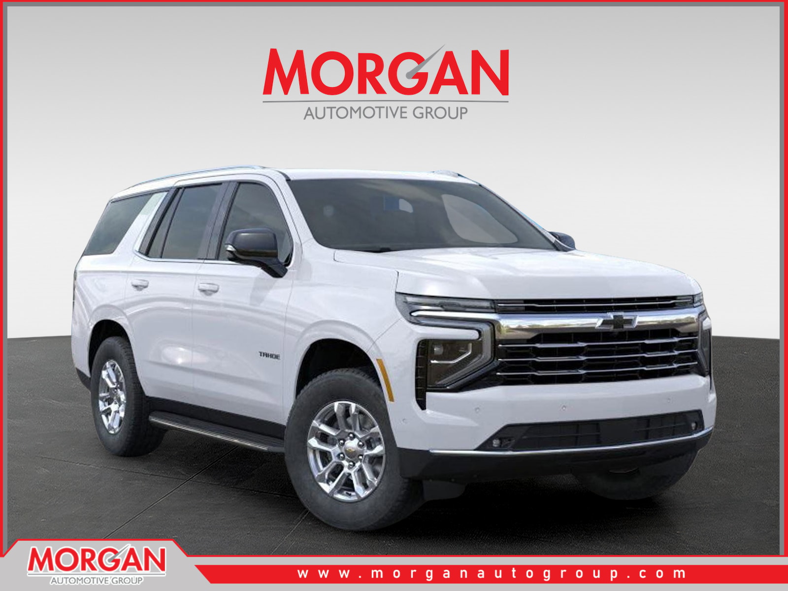 2026 Chevrolet Tahoe LT in Summit White — front three-quarter view