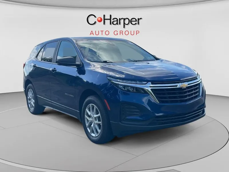 2023 Chevrolet Equinox LS in Blue Glow Metallic — front three-quarter view