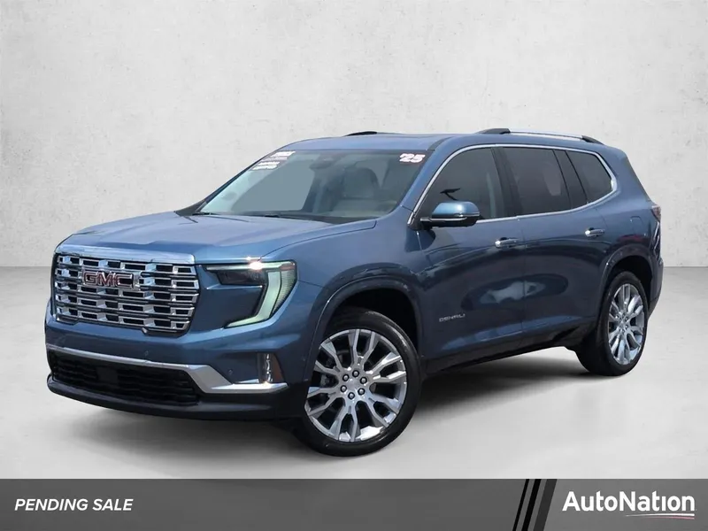 2025 GMC Acadia FWD Denali in Downpour Metallic — front three-quarter view
