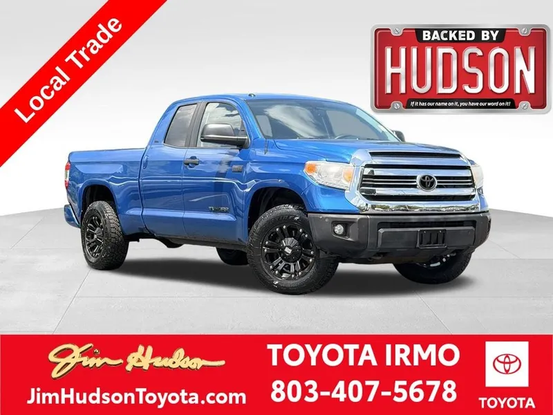 2016 Toyota Tundra SR5 in Blazing Blue Pearl — front three-quarter view