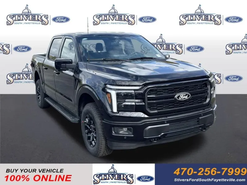 2026 Ford F-150 Lariat in Black — front three-quarter view