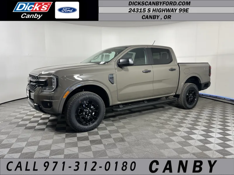 2026 Ford Ranger XLT in Marsh Gray — front three-quarter view
