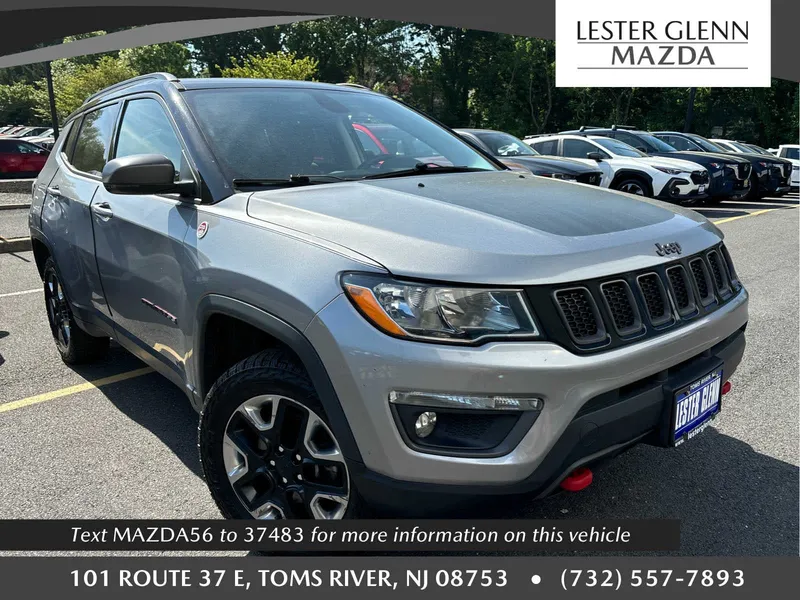 2018 Jeep Compass Trailhawk in Billet Silver Metallic Clearcoat — front three-quarter view