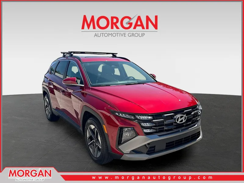 2026 Hyundai Tucson SEL Premium in Ultimate Red — front three-quarter view