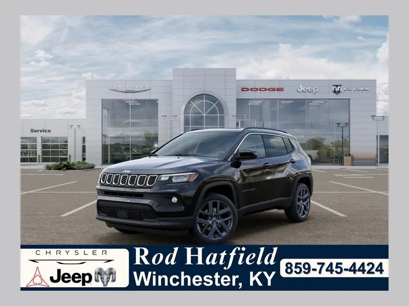 2026 Jeep Compass COMPASS 85TH ANNIVERSARY EDITION 4X4 in Diamond Black Crystal Pearl-Coat Exterior Paint — front three-quarter view
